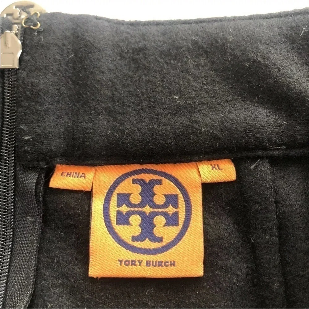 Tory Burch Sylvia Black Wool Pencil Skirt Sz XL